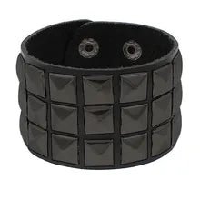 6 cm Wristband of PU Leather with SQUARE Shaped Metal Rivets - NQ3345-YX 1 - www.maskulo.berlin Local City Store