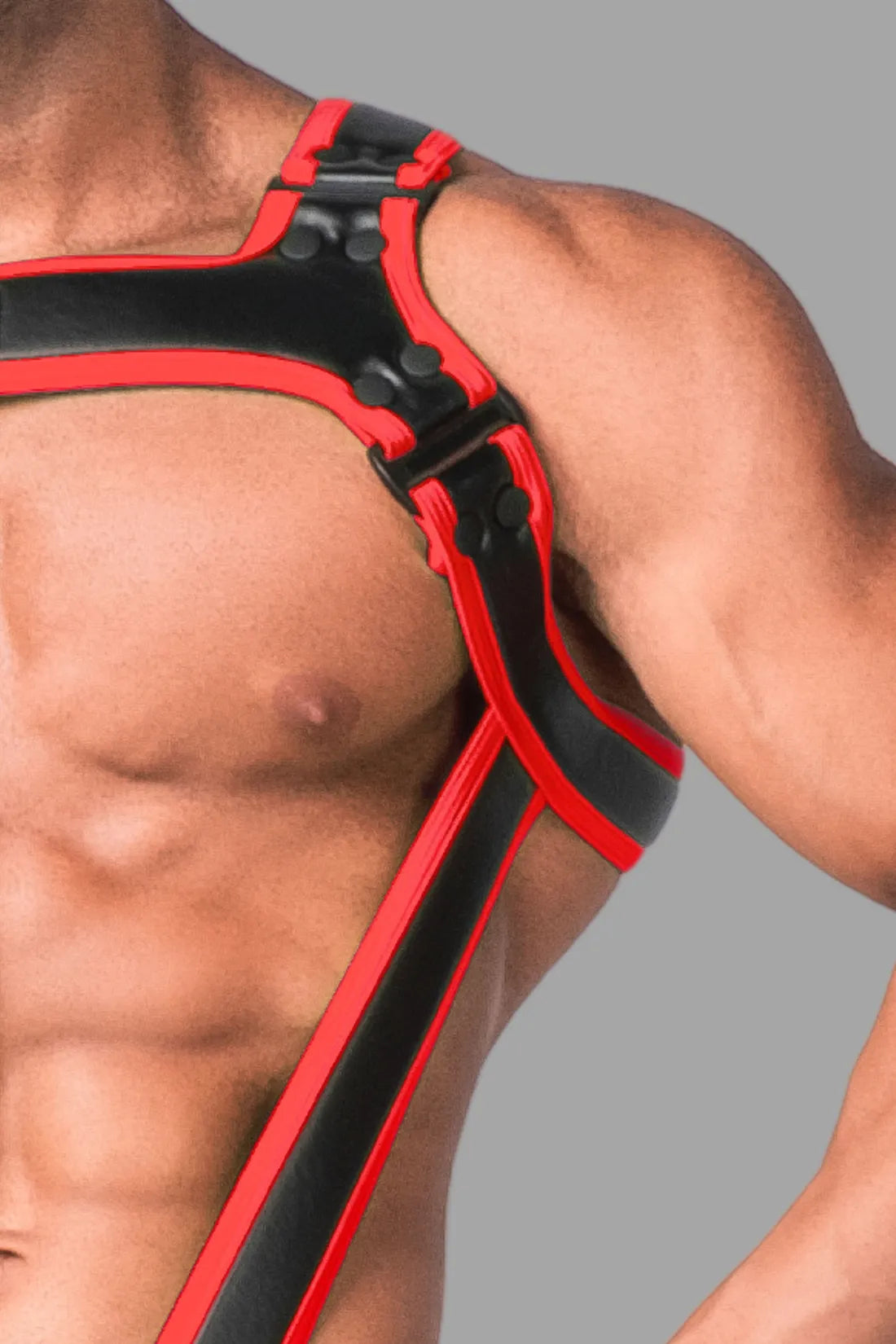 Youngero. Men's Body Harness. Black+Red