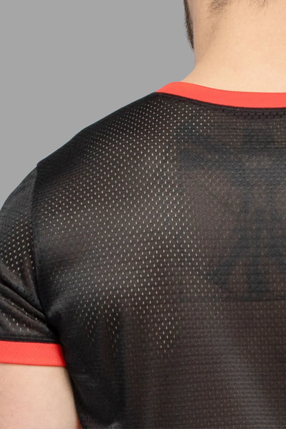 Skulla. Mesh T-Shirt. Black+Red