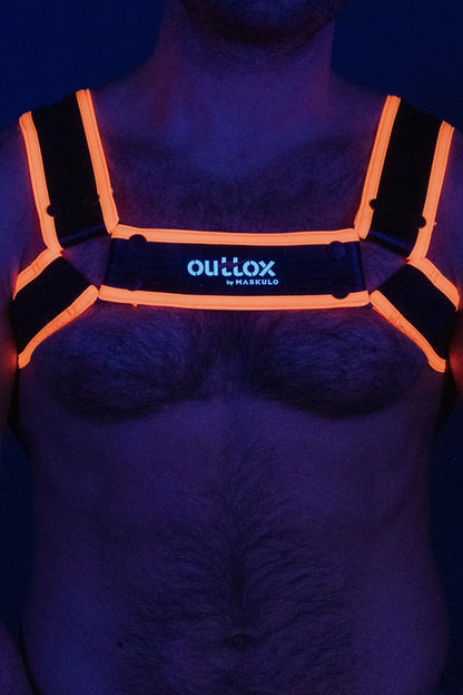 Outtox. Bulldog Harness with Snaps. Orange 'Neon'