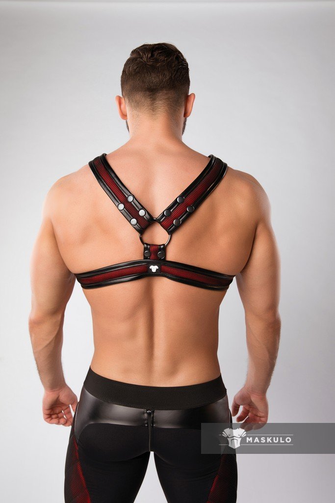 Armored. Color-Under. '2 Fronts' Chest Harness. Red