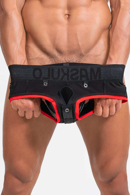 Briefs with Pads. Black+Red