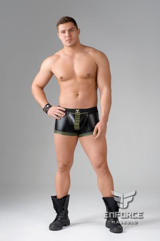 EnForce. Open Rear Trunk Shorts with Shot Belt Codpiece