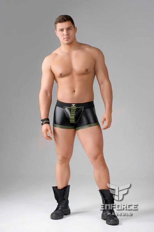 EnForce. Open Rear Trunk Shorts with Shot Belt Codpiece