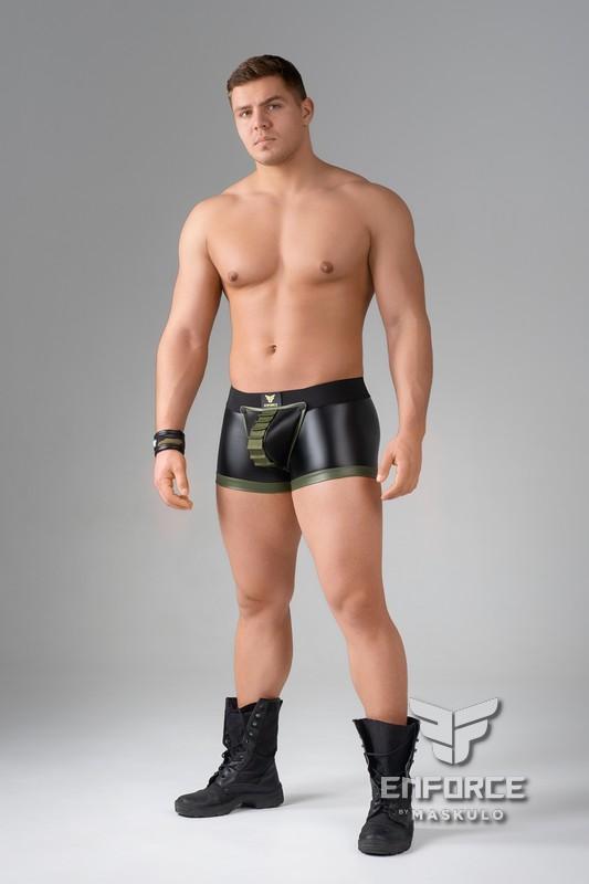 EnForce. Open Rear Trunk Shorts with Shot Belt Codpiece