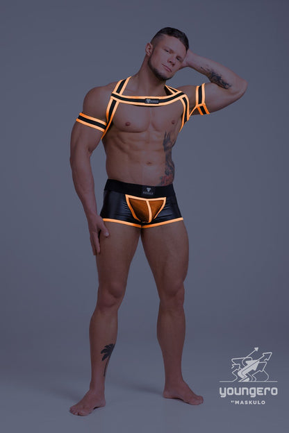 Youngero. Elastic Harness with Biceps Bands. Green Neon