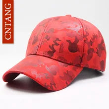 Maskulo NQ1348 Premium Red Camouflage Baseball Cap, Polyester/Nylon/Pu, for daily wear, travel, or gifting.
