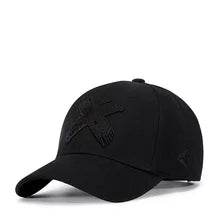 Maskulo NQ1339 Black Baseball Cap with 'X' embroidery, made of Polyester/Nylon, perfect for daily wear, travel, or as a gift.