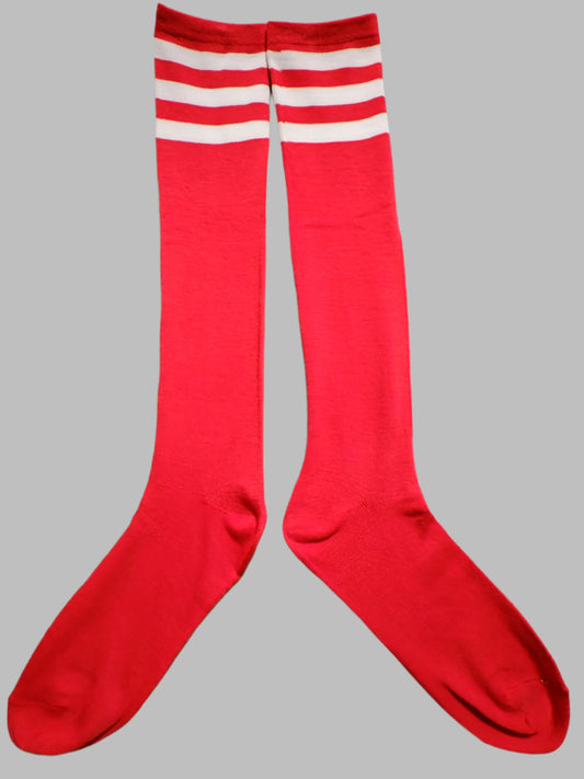 Long socks. Red + White stripes