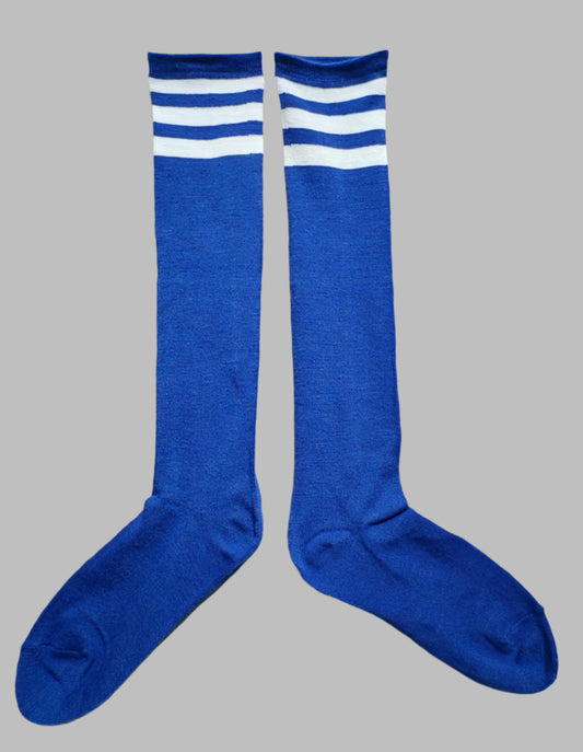 Long socks. Blue + White stripes