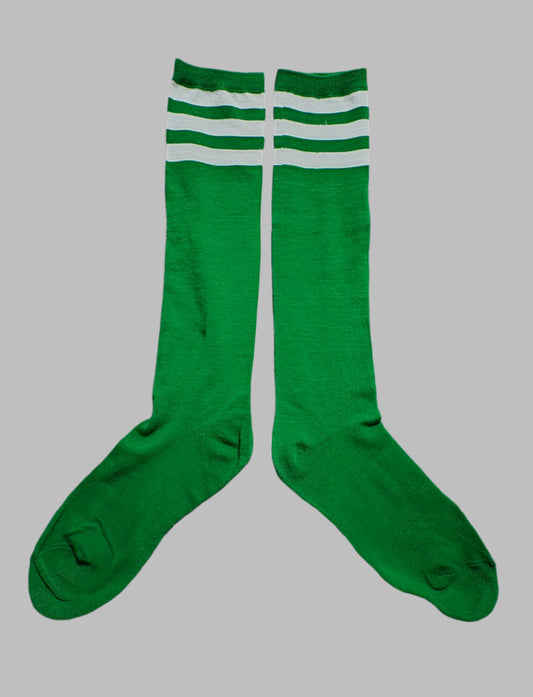 Long socks. Green + White stripes