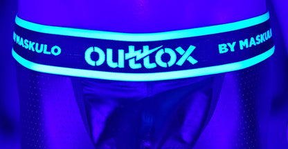 Outtox. Wrapped Rear Trunk Shorts with Snap Codpiece. Black