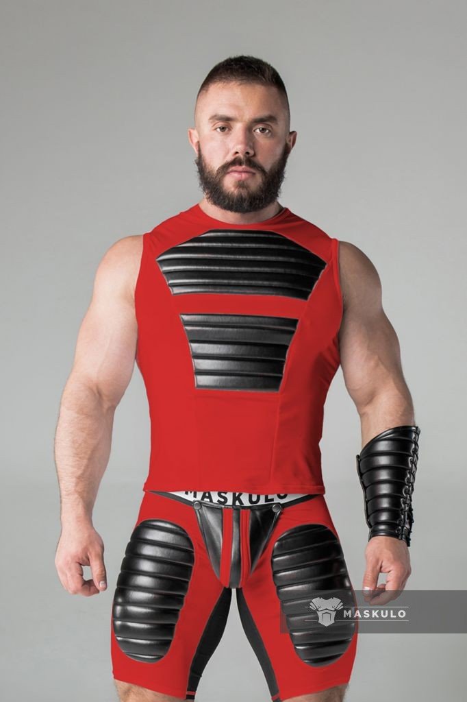 Armored Standard. Sleeveless Top with Front Pads. Red