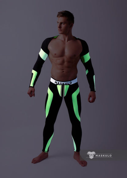 Youngero Classic. Open Rear Leggings. Orange Neon