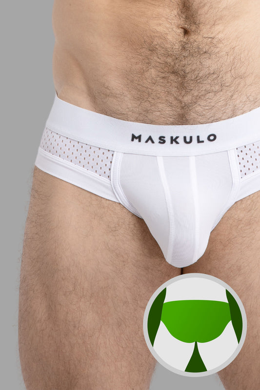 Mesh Briefs with Microfiber. White