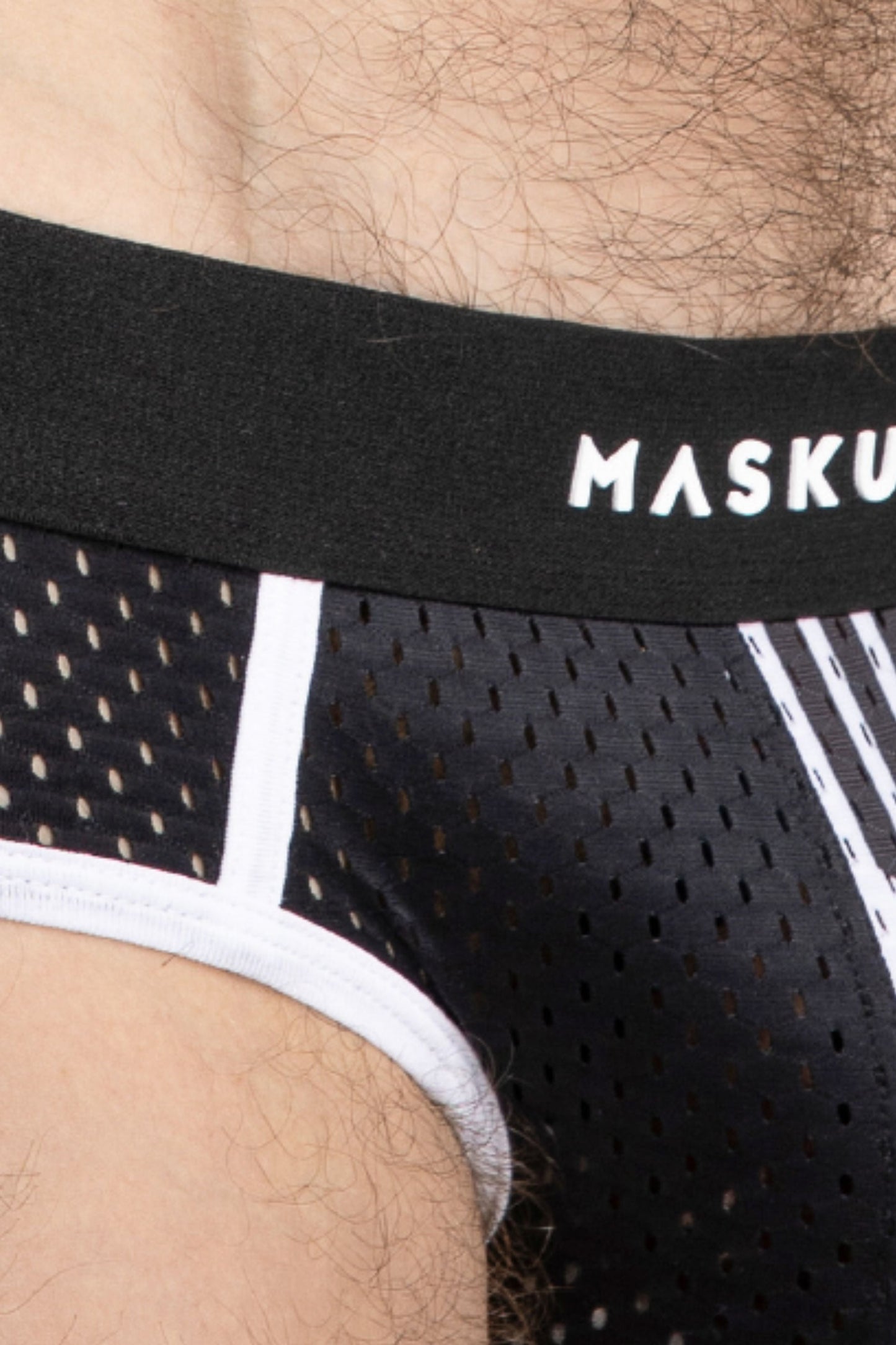 Printed Mesh Briefs. Black+White