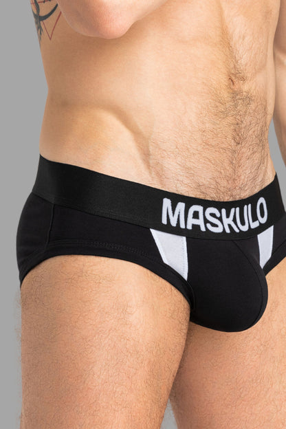 CAPTAIN-A Briefs with O-Inside-POUCH. Black+White