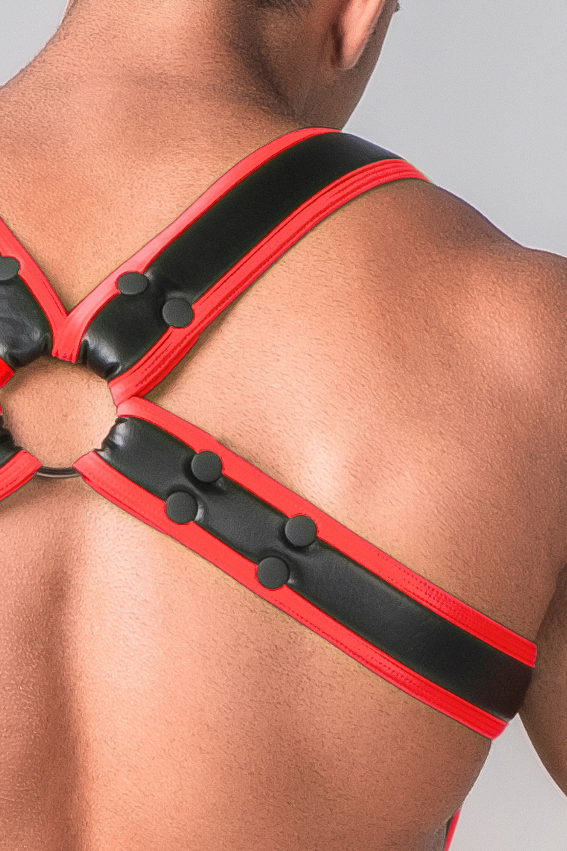 Youngero. Men's Body Harness. Black+Red