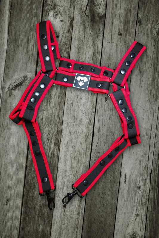 Riven Hexguard. Neoprene body harness. Red