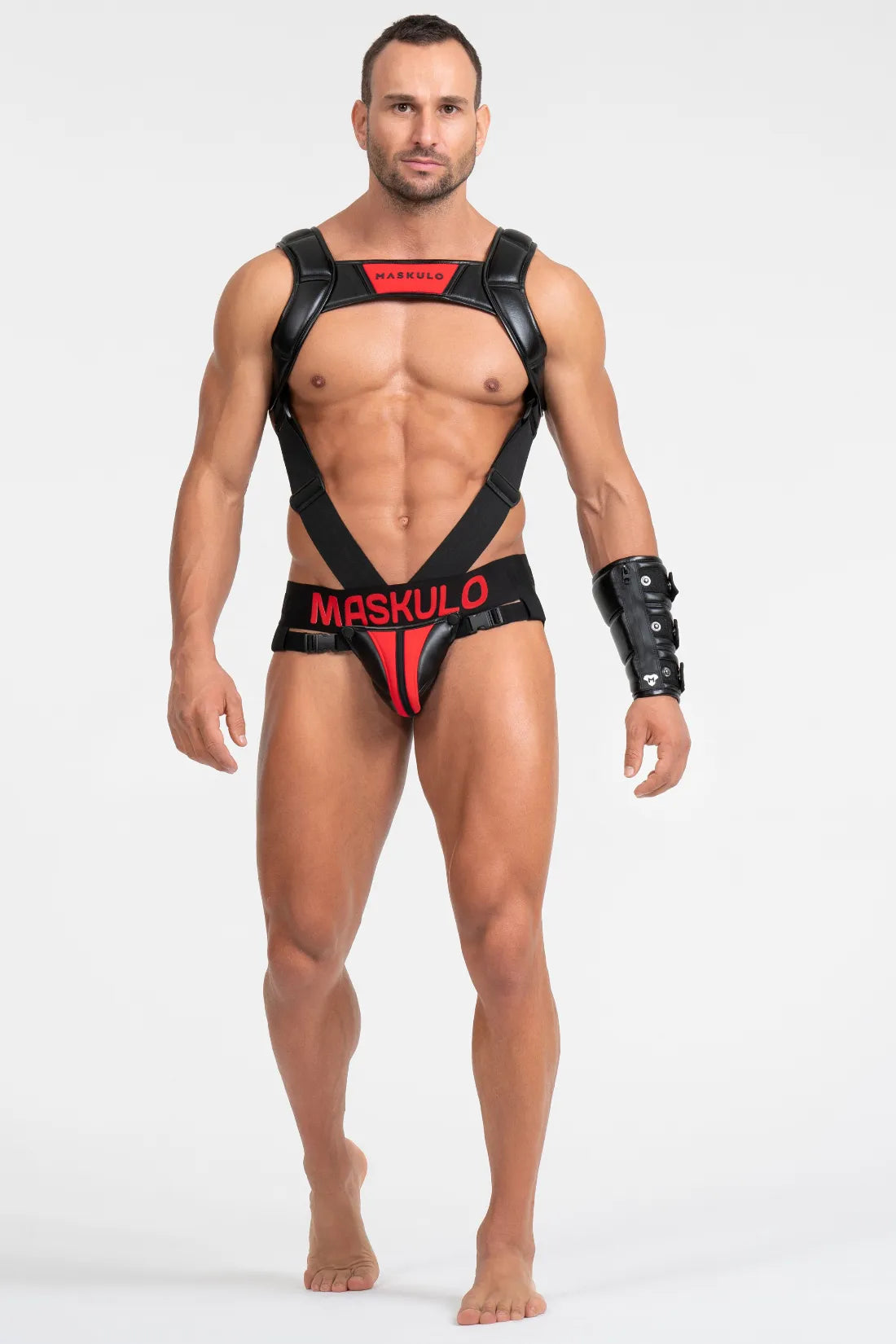 Jock 'Big Bulge' with Plastic Fasteners. Black+Red