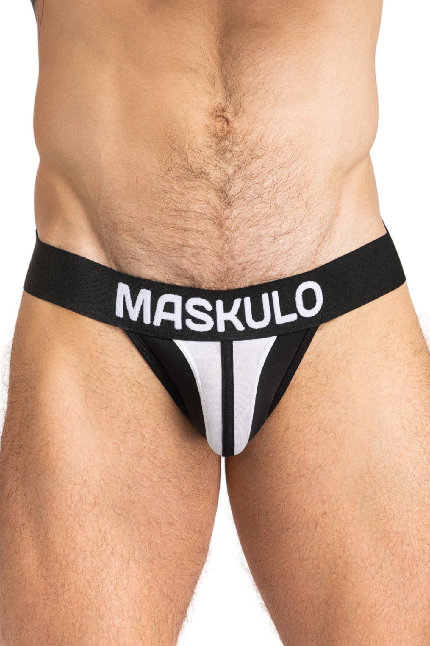 TIGER Jock with POUCH-SNAP. Black+White