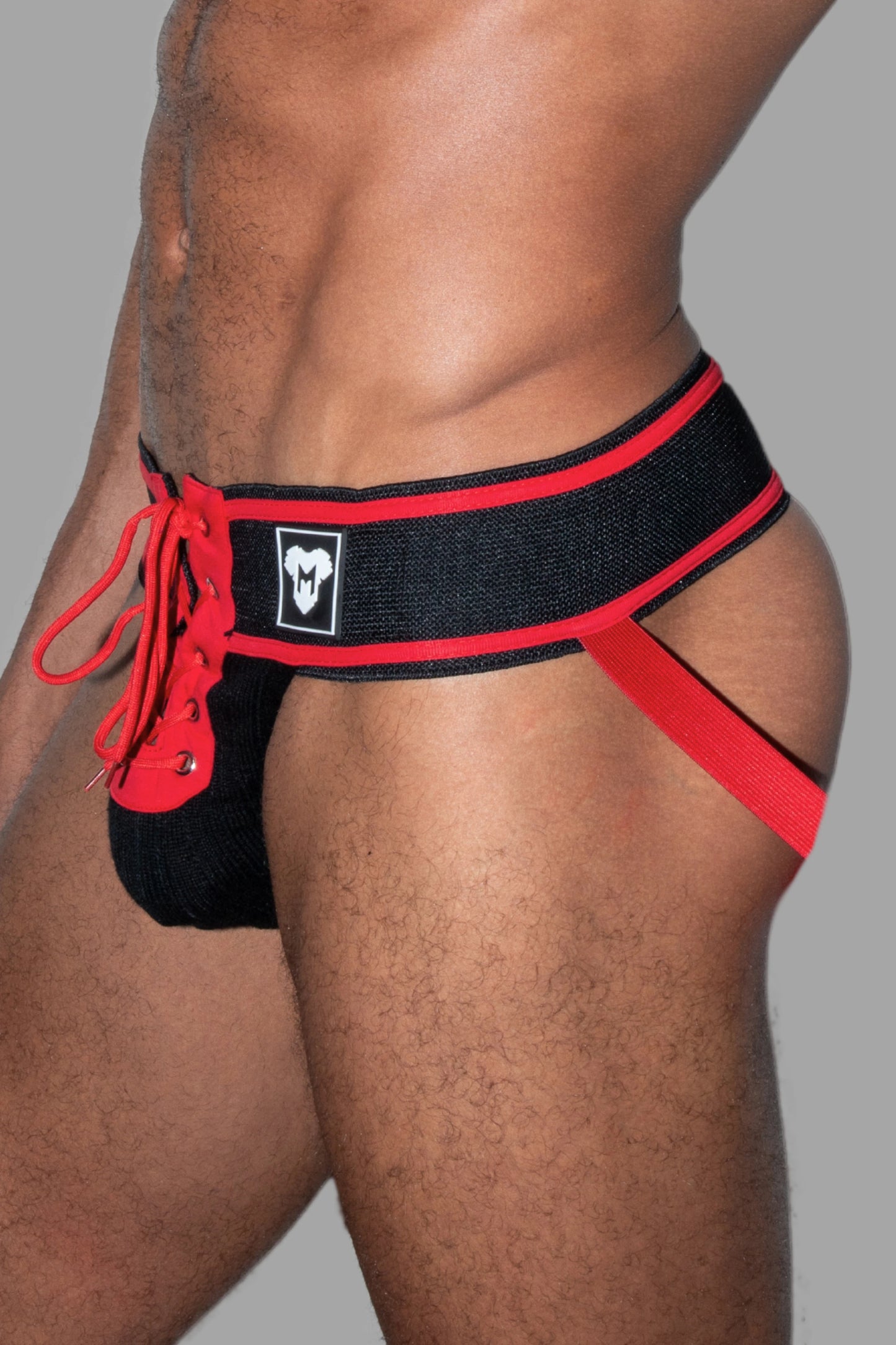 Jett Gridd-Iron, American football jockstrap. Black + Red