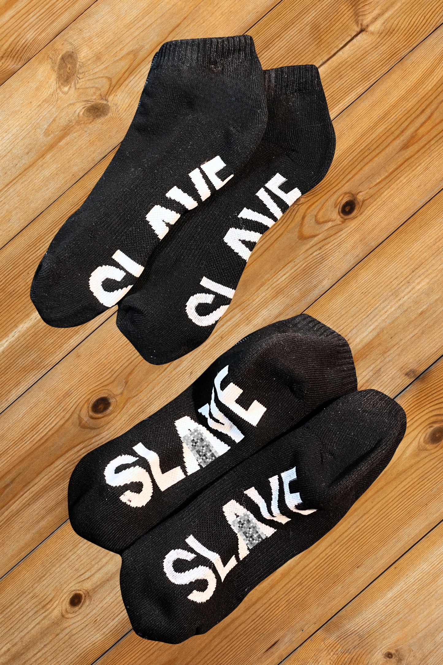 "SLAVE" Ankle Socks. Black + White