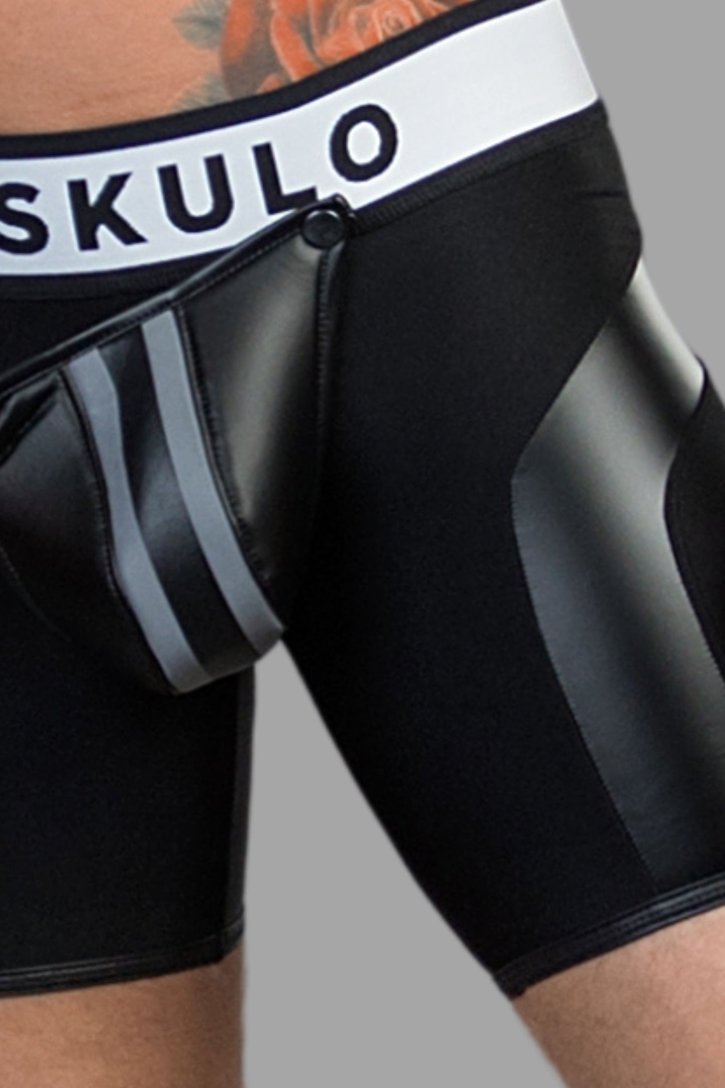 Youngero. Men's Fetish Cycling Shorts. Codpiece. Zipped Rear. Black
