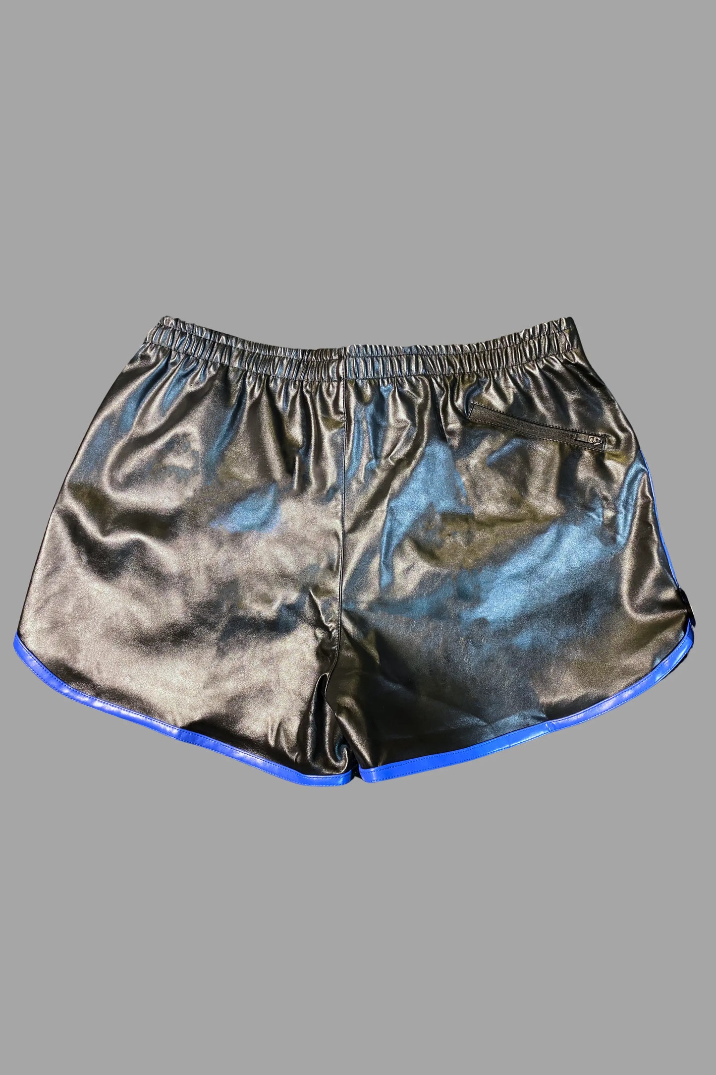 Gavin Powern PU Leather 'Jogging' Shorts. Black + Blue