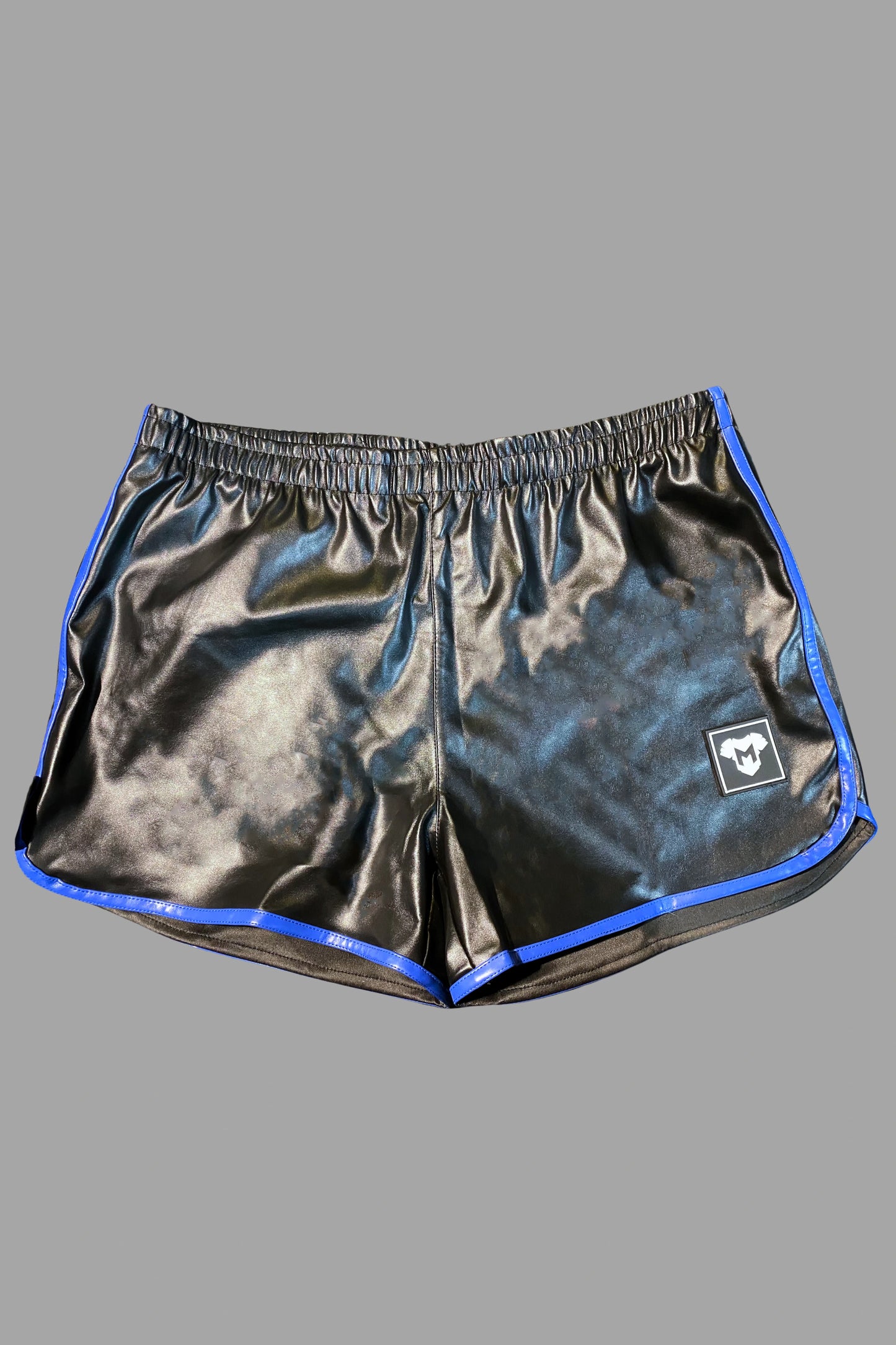 Gavin Powern PU Leather 'Jogging' Shorts. Black + Blue