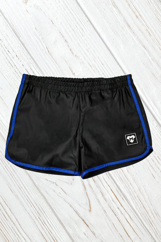 Skulla. Joggingshorts aus Kunstleder. Schwarz+Rot 