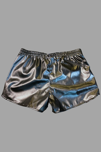 Skulla. Joggingshorts aus Kunstleder. Schwarz+Rot 