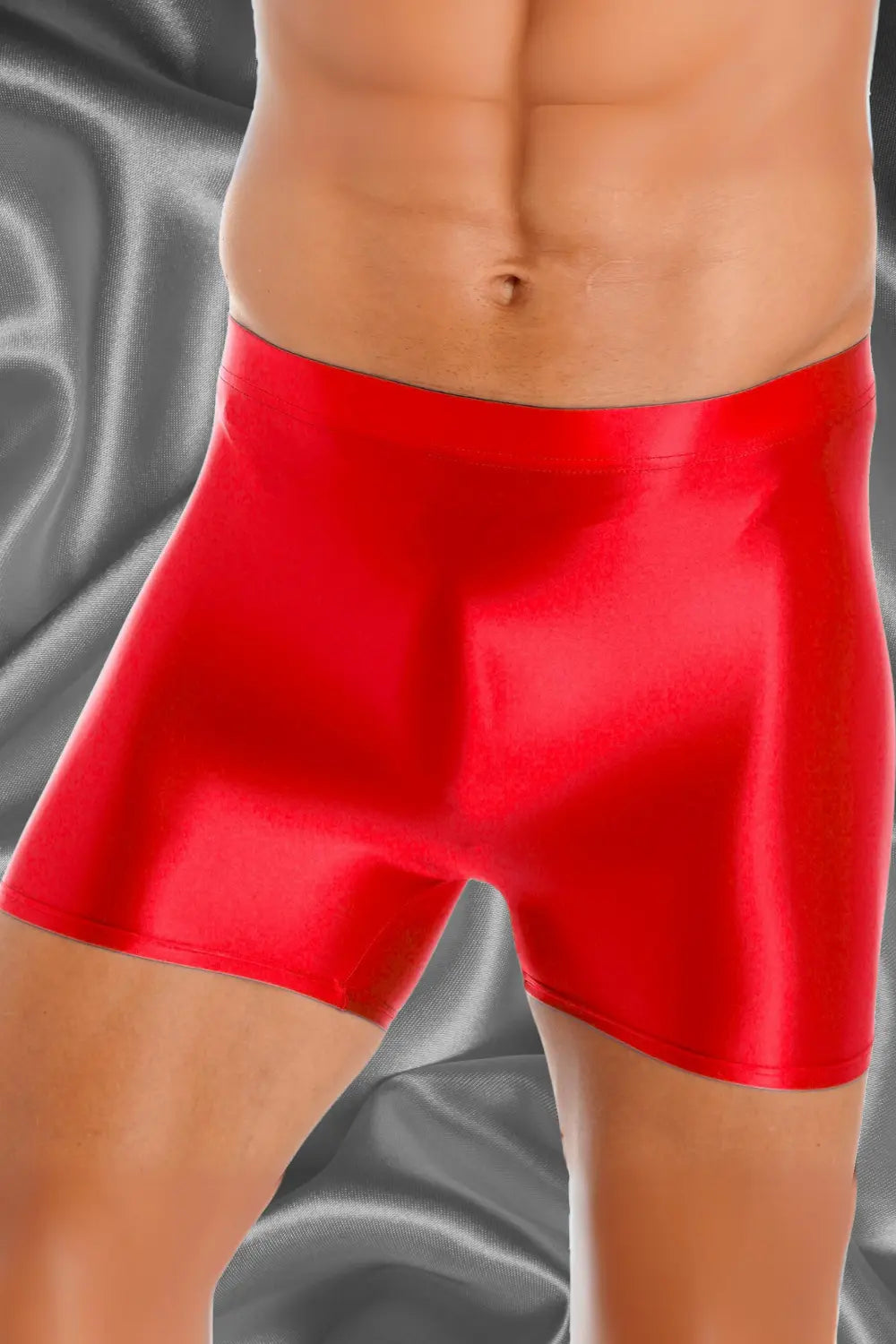 Pierce Ironsilk tight silky shorts. Red