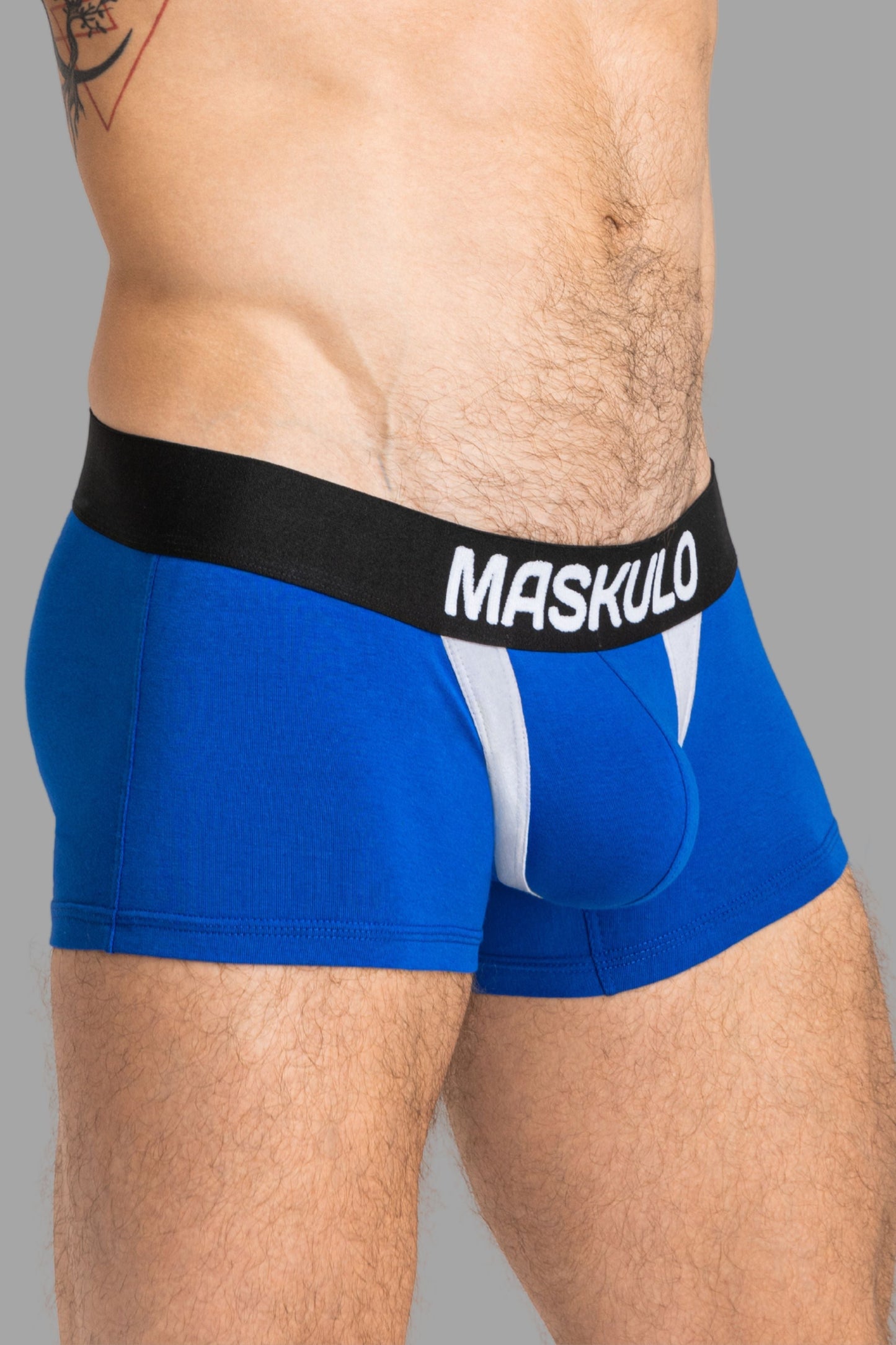 CAPTAIN-A Trunk Shorts mit O-Inside-POUCH. Blau 'Royal'+Weiß