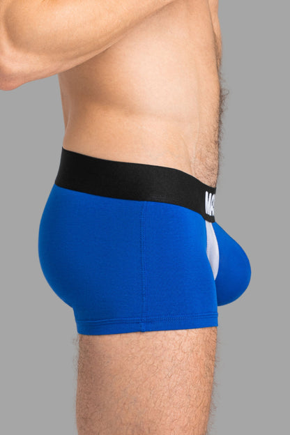 CAPTAIN-A Trunk Shorts mit O-Inside-POUCH. Blau 'Royal'+Weiß