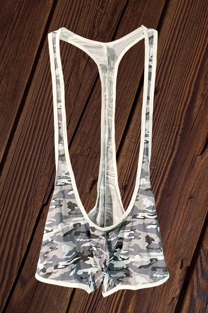 Silky wrestling singlet. Camouflage Gray