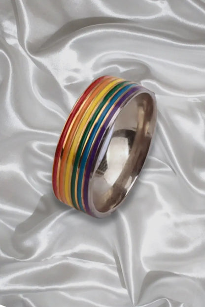 Rainbow Steel 8 mm Finger Ring