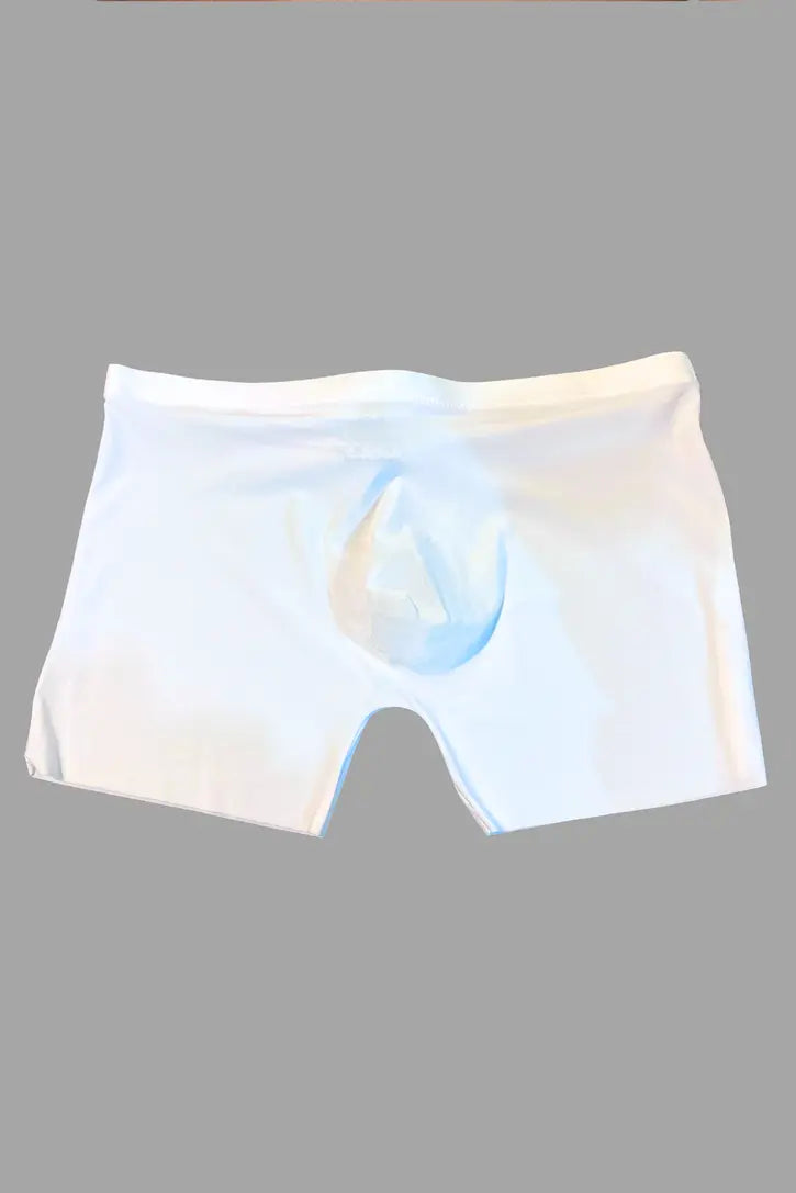 Silky Polyester Tight Trunks. White