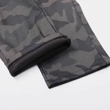Maskulo NPN317 Dark Camo Thick PU Leather Jeans with Faux Fur, waterproof & windproof, ideal for autumn/winter daily wear, tactical activities, travel, and walking.