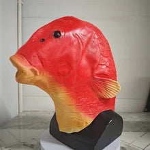 Maskulo NQ1401 Red Fish Full Head Rubber Mask for Role-Playing, Cosplay, Parties.