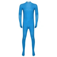 Maskulo NST333 Blue Sky Spandex Full Body Suit for men, one piece with zipper, ideal for cosplay, parties, and role-playing.
