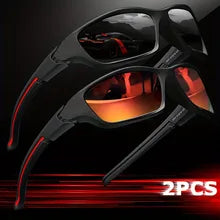 Maskulo NQ1384 Sportcar Sunglasses: Black/Red PVC/Acryl. Aggressive, energetic look for cycling, daily wear, parties, and travel.