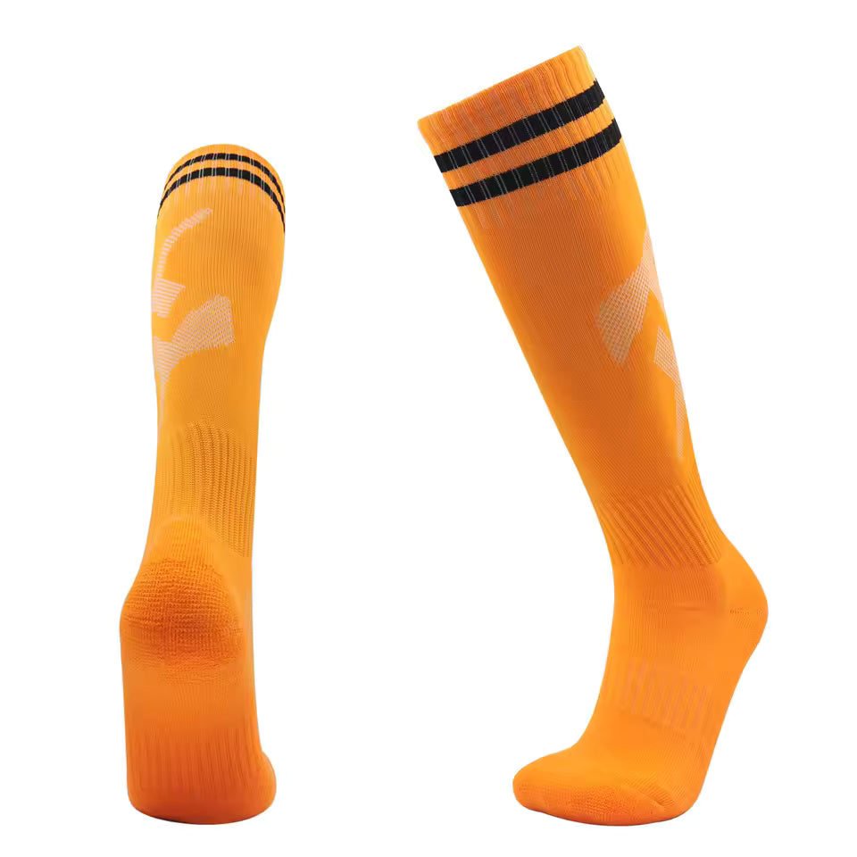 Long Socks. Orange + 2 Black Stripes