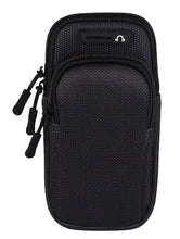Maskulo NBG329 Black Nylon Biceps Smartphone Bag with 3 zipper compartments for running, gym, and party.