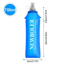 Maskulo NGL313 Blue Flexible Water Bottle, 750ml, Plastic/Silicone. Space-saving, ideal for gym, travel, sports.