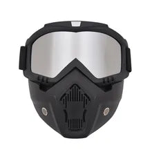 Maskulo NQ1454 Silver/Black Tactical Plastic Face Mask with Acryl Visor, Anti-impact for sports & cosplay.