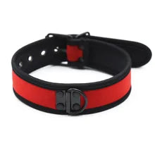 Maskulo NQ1430 Puppy Accessory Collar for role-playing, red and black, made of neoprene and stainless steel, perfect for cosplay, parties, or bedroom games.