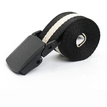 Maskulo NQ4330 Stripe Nylon Jeans Belt with Plastic Buckle, Black + White, Metal Free. Ideal for daily wear, tactical activities, travel.
