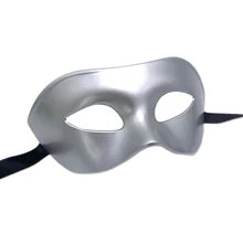 Silver Venetian Carnival Masquerade Mask by Maskulo (NQ1361) for parties and games, made of thick plastic with an adjustable band.
