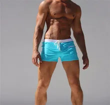 Maskulo NSH363 Trunk Shorts in Blue Sky/White, featuring lace and a zipper pocket, perfect for beach, gym, and parties.